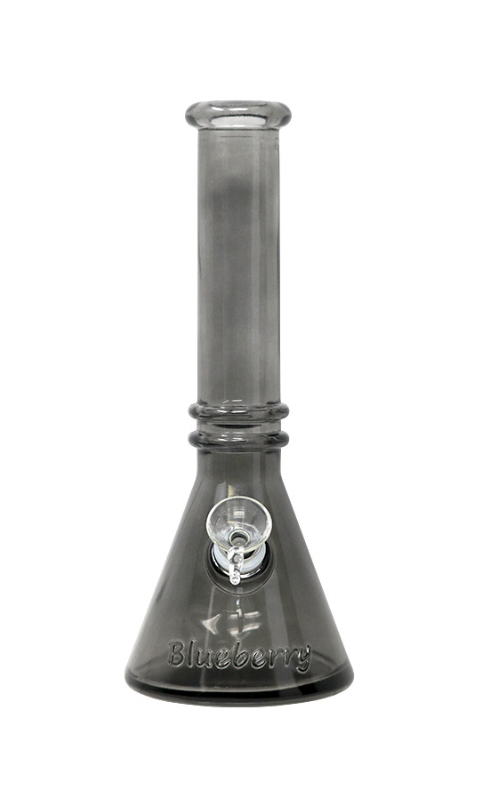 DNU 10” BLUEBERRY-Double Ring Beaker Glass Bong | Smoke Grey
