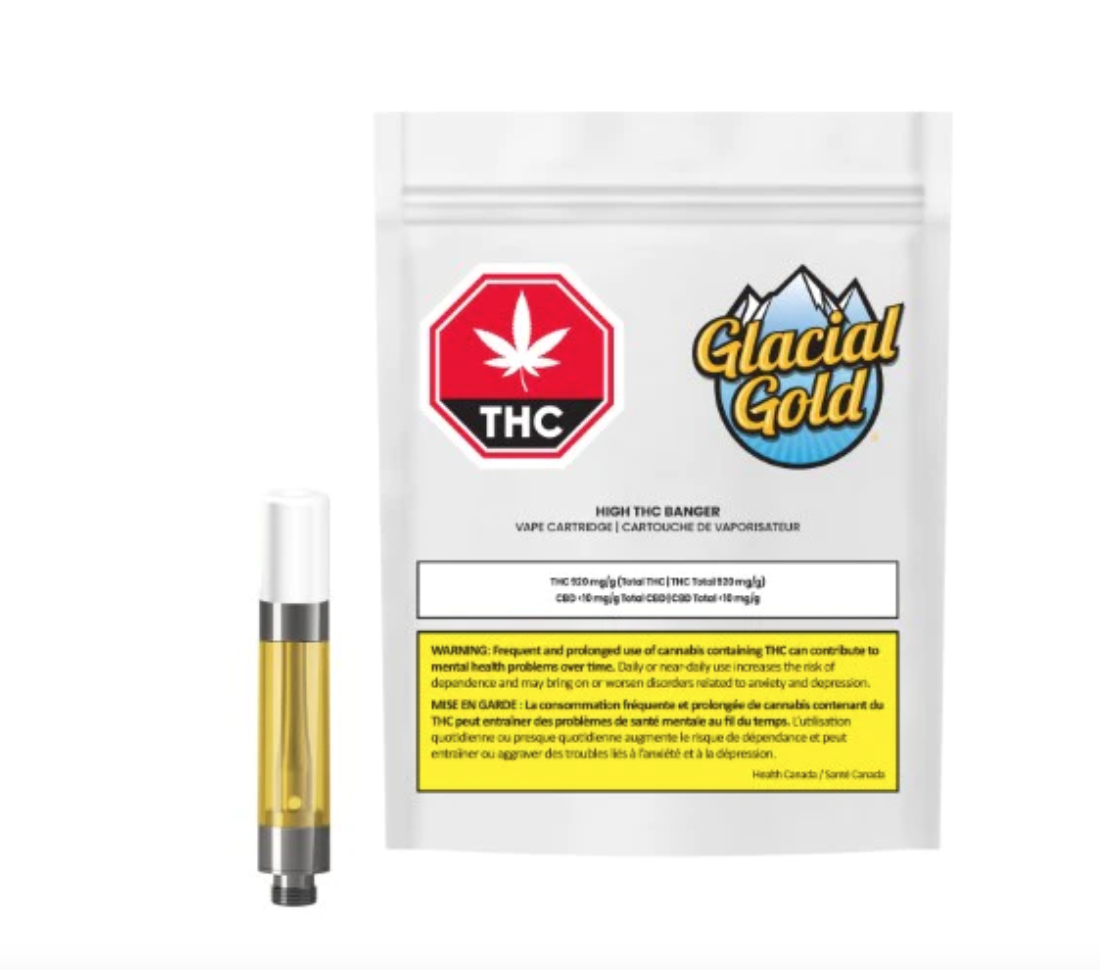 1g GLACIAL GOLD-High THC Banger Vape Cartridge