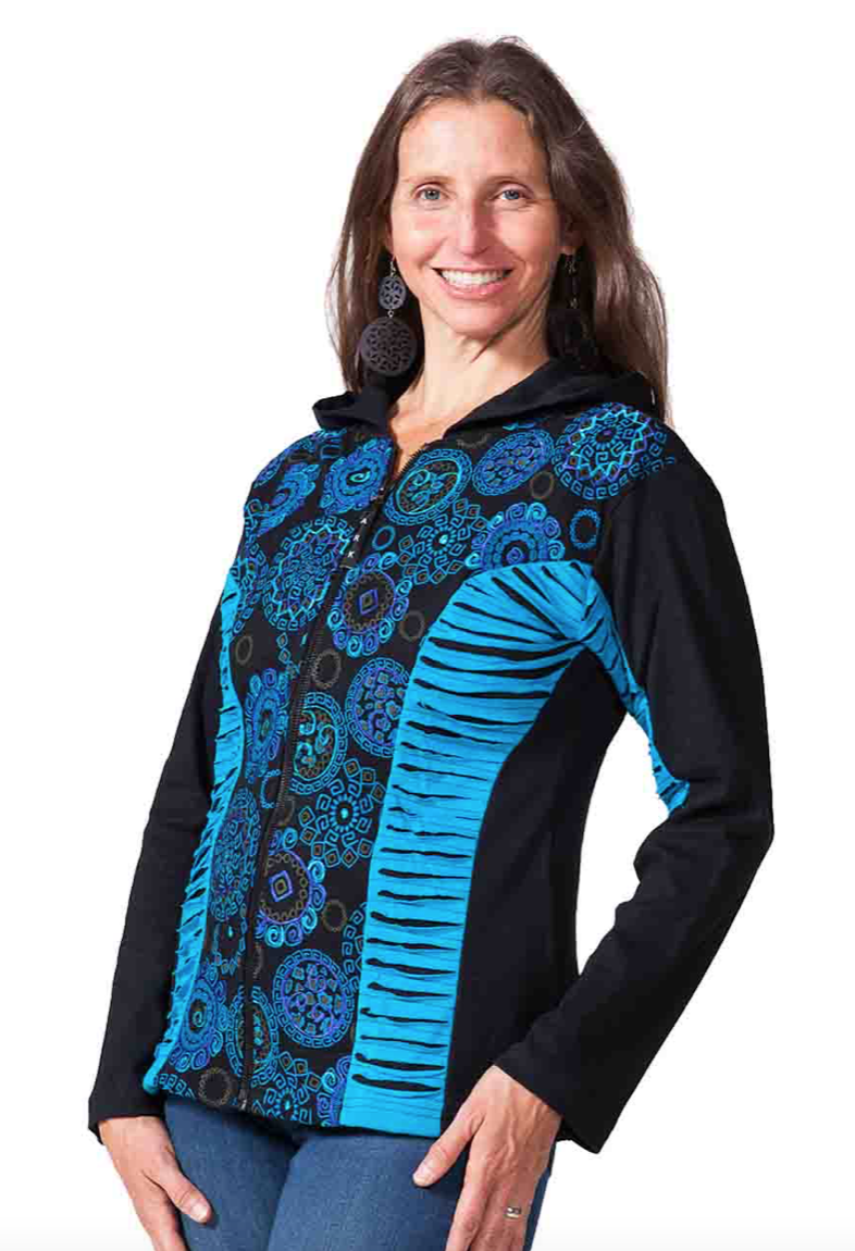 SALMO CANNABIS-Spiral Ripped Zip Hoodie