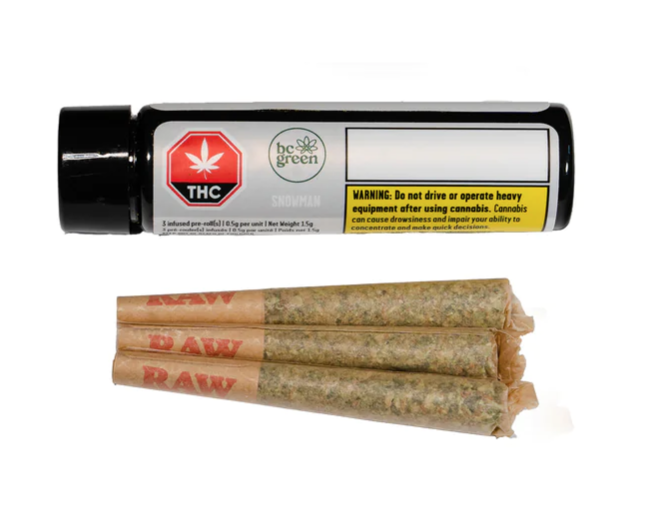 1.5g BC GREEN-Snowman Infused (Tiger Cake) Hash &amp; Diamond Infused PR 3x.5g