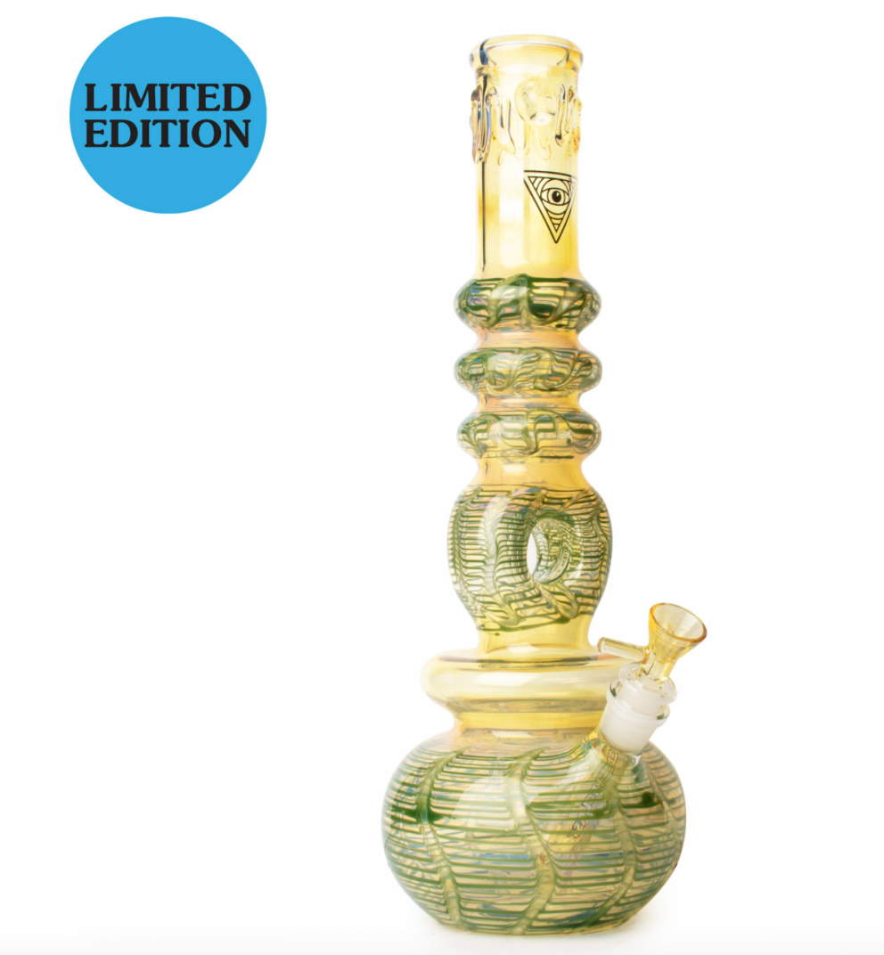 14” RED EYE-Teal Tantra Donut Bubble Base Water Pipe/Bong