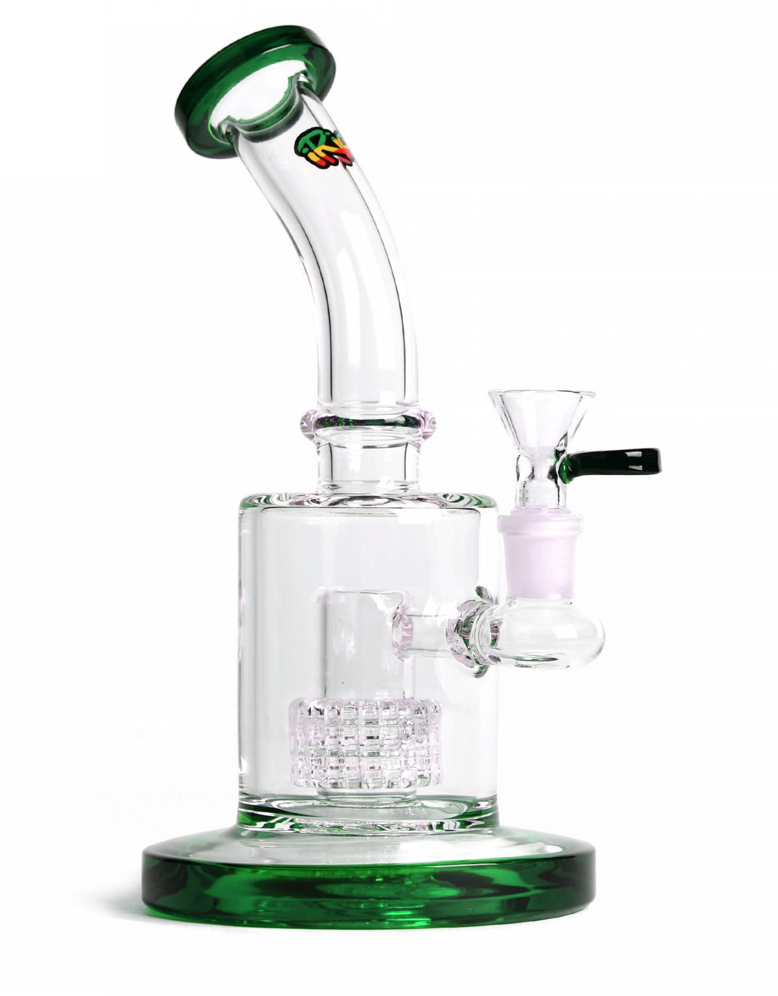 9” IRIE-Clear Livity Bubbler w/Barrel Percolator GREEN