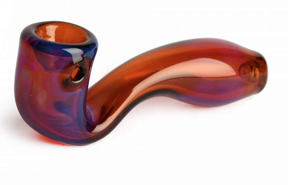 3.5” RED EYE-Sherlock Hand Pipe w/Ash Catcher Mouth Piece | AMBER/BLUE/SMOKE/PERIWINKLE