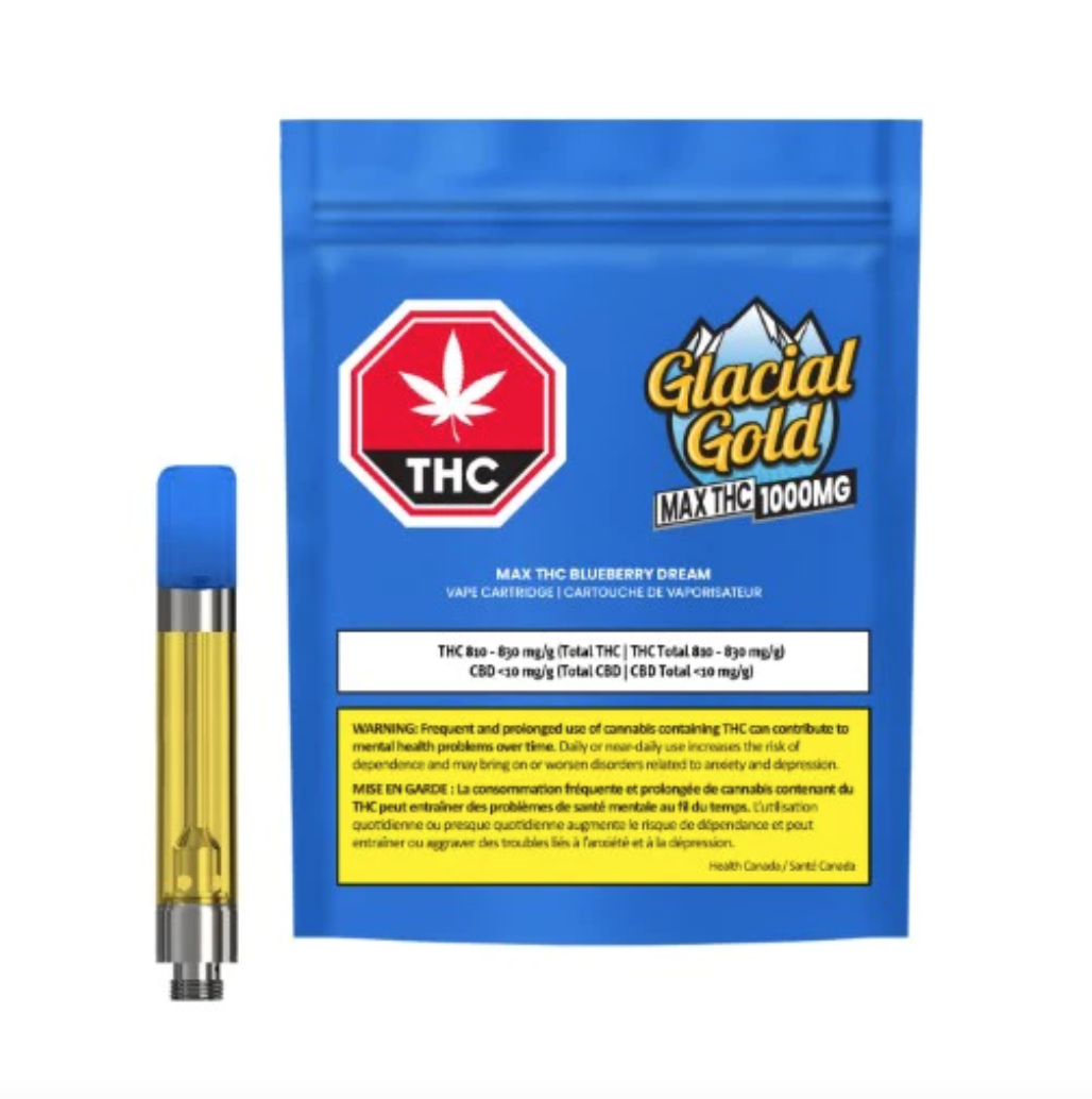 1.2g GLACIAL GOLD-Max THC Blueberry Dream Vape Cartridge