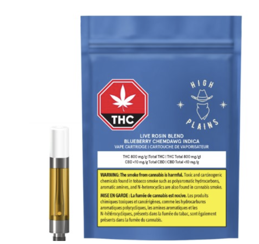 1g HIGH PLAINS-Live Rosin Blend Blueberry Chemdawg Vape Cartridge
