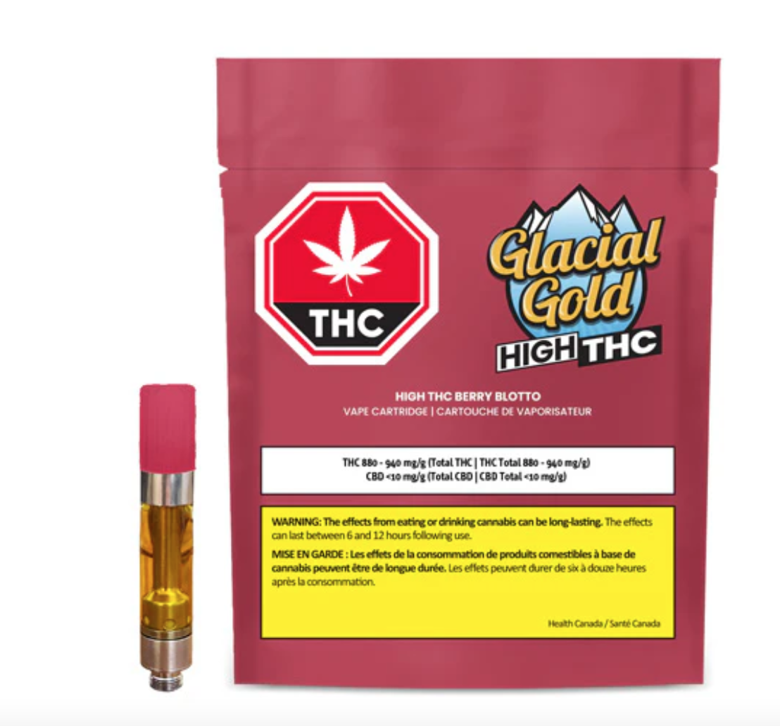 1g GLACIAL GOLD-High THC Berry Blotto Vape Cartridge
