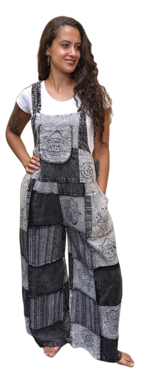 SALMO CANNABIS-Shakti Mushroom Overalls Black/Grey One Size