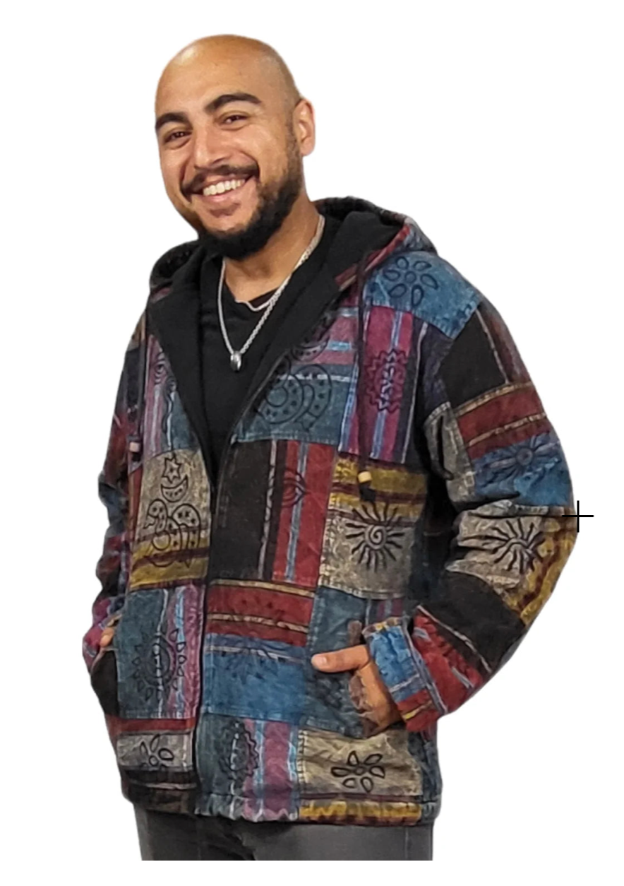 SALMO CANNABIS-Durbar Fleece-Lined Jacket Patchwork w/Zipper