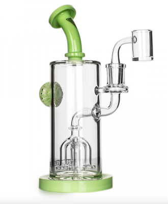 9” RED EYE-Green Slyme Mochi Concentrate Dab Rig w/Quad Jet Perc &amp; Implosion Marble
