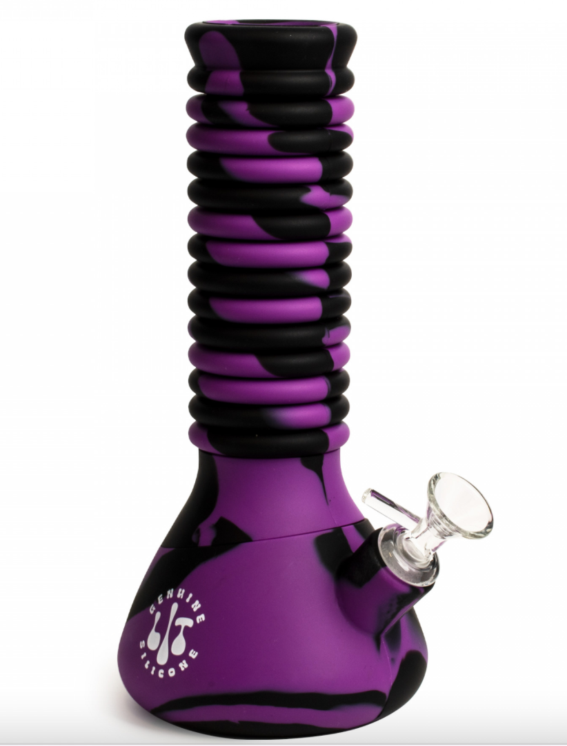 15” LIT-Silicone Purple &amp; Black Extendable Water Pipe Bong