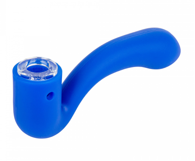 5&quot; LIT Silicone-Blue OR Green Sherlock Pipe w/Glass Bowl PRICE DROP! SAVE $5