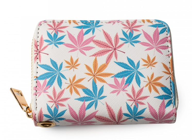 WALLET-White with Cannabis Leaves