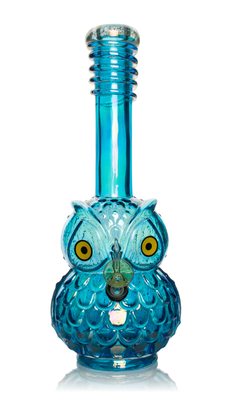 12” RETRO GLASS-Platinum Metallic Glow-In-The-Dark Owl Bong