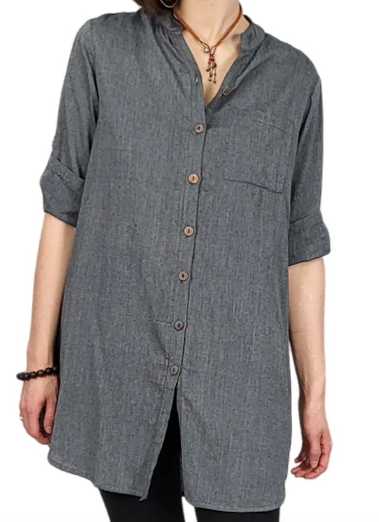 SALMO CANNABIS-Solid Tunic Blouse