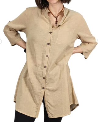 SALMO CANNABIS-Solid Tunic Blouse