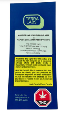 1g TERRA LABS-Trainwreck Pure Live Resin Vape Cartridge