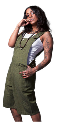 SALMO CANNABIS-Ella Overall Shorts OLIVE