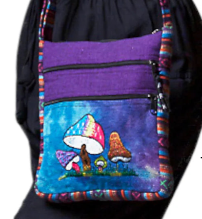 SALMO CANNABIS-Alice Mushroom Crossbody Bag TEAL or PURPLE