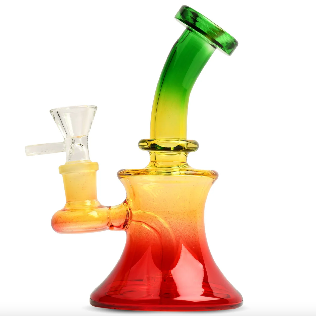 5” DAY GLOW-Rasta Bubbler w/UFO Perc