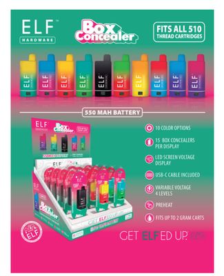 ELF-510 Vape Battery, 550mAh Capacity, Variable Voltage, Assorted Colours
