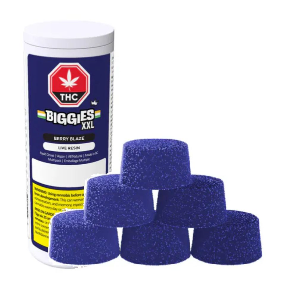 48g BIGGIES-Berry Blaze Live Resin Chews 6/pack 60mg THC