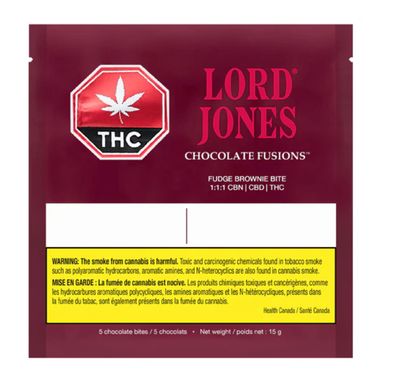 15g LORD JONES-Chocolate Fudge Brownie Bites THC:CBD:CBN 5/pack