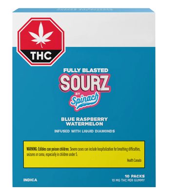 50g SPINACH-Fully Blasted Blue Raspberry Watermelon Chews 10/pack Gummies