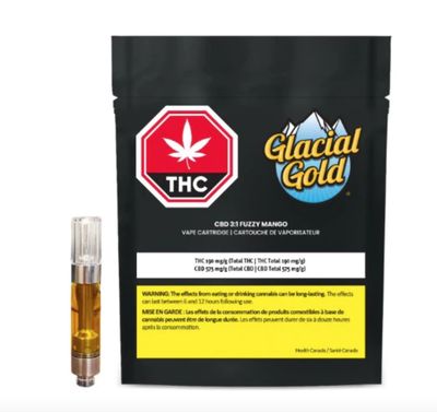 1g GLACIAL GOLD-Fuzzy Mango CBD 3:1 Vape Cartridge