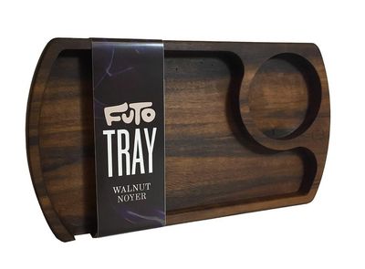 ROLLING TRAY-FUTO-Walnut Wood Carved Rolling Tray