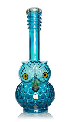 12” RETRO GLASS-Platinum Metallic Glow-In-The-Dark Owl Bong