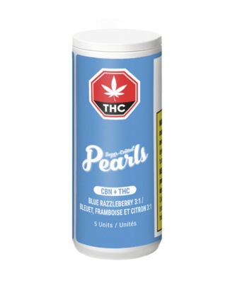 17.5g PEARLS-Blue Razzleberry 3:1 CBG:THC 5/pack Gummies