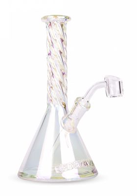 7.5” RED EYE-Clear Rainbow Metallic Terminator Finish Vulcan Concentrate Dab Rig