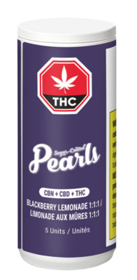 17.5g PEARLS-Blackberry Lemonade 1:1:1 CBN:CBD:THC 5/pack Gummies