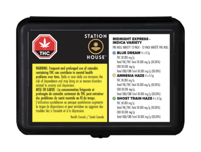 6g STATION HOUSE-Indica Midnight Express Variety Pack PR 12x.5g SALE! $3 OFF!