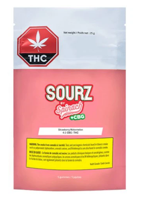 25g SPINACH-Strawberry Watermelon Sourz 4:1 CBG:THC Gummies