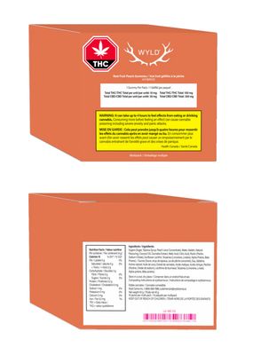 40g WYLD-Peach THC:CBD Chews 10/pack | 100mg THC