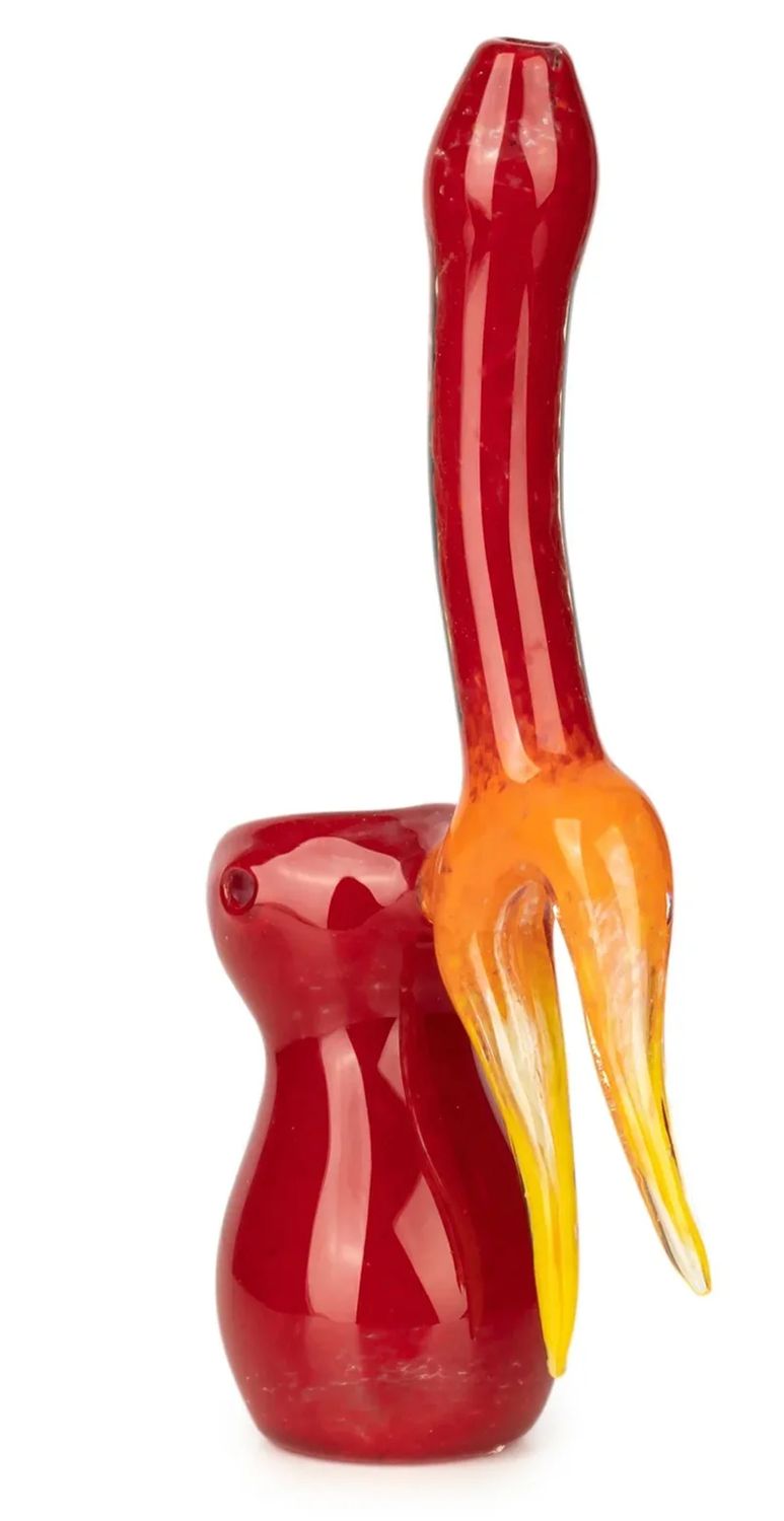 7.5" RED EYE-Red Flame Upright Bubbler