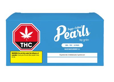 175g PEARLS-Blue Razzleberry 3:1 THC:CBG Chews 50/pack | 100mg THC