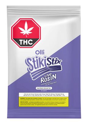 100g OLLI-StikiStix | Grandaddy Blackberry Live Rosin Chews 10/pack | THC 100mg