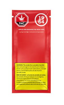 1g 1964-Apple &amp; Bananas Cured Resin Vape Cartridge