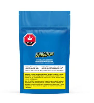 18g SHRED’EMS-Sour Blue Razzleberry Chews 4/pack