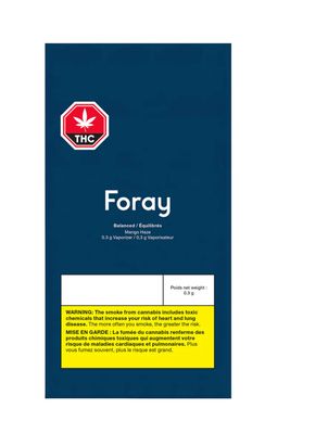 .3g FORAY-Mango Haze THC:CBD 1:1 Disposable Vape Cartridge