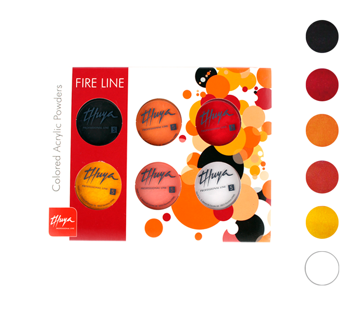 Polvere acrilica colorata - Fire line Thuya (6pz), Colore:: Cofanetto (6pz)