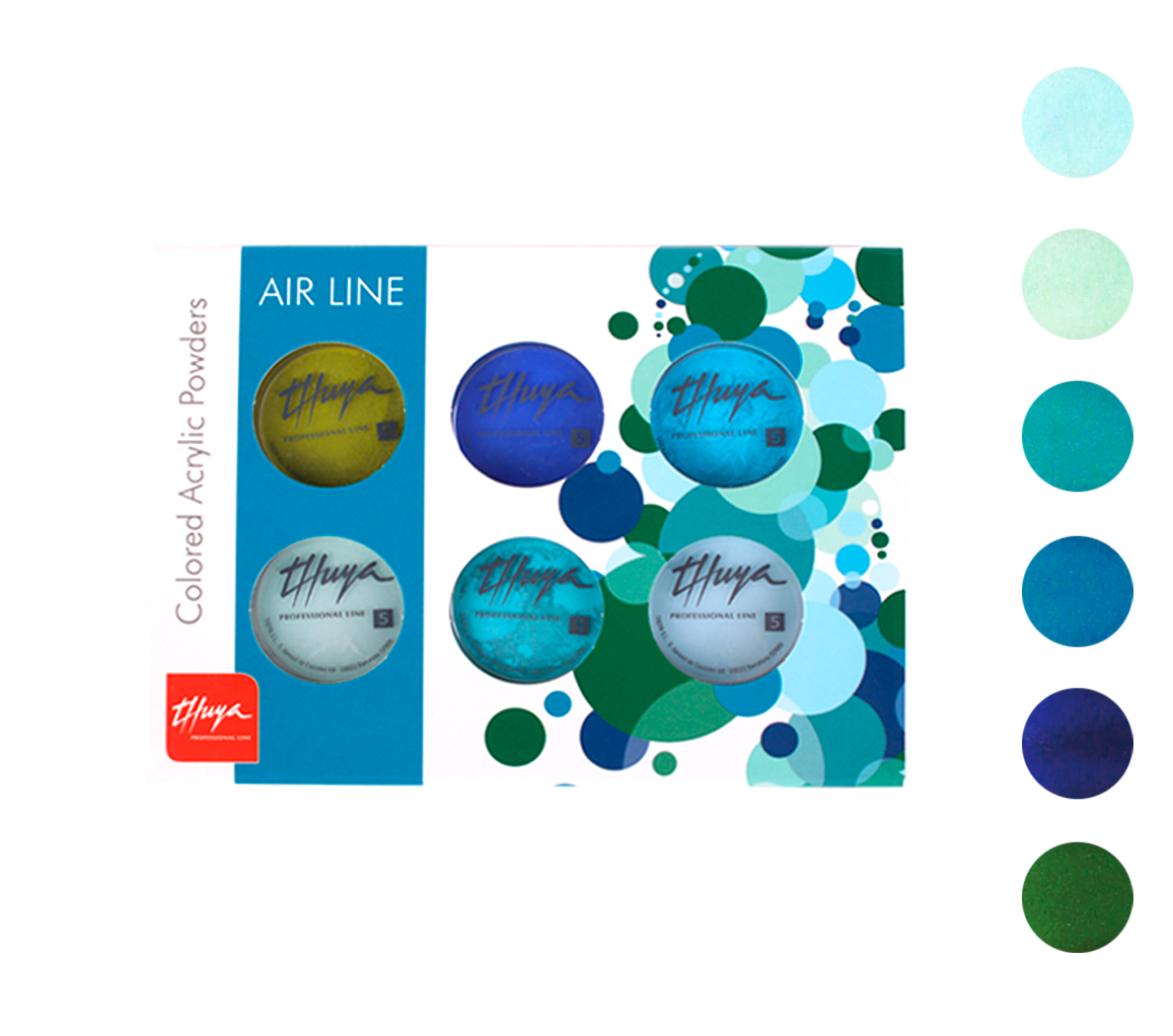 Polvere acrilica colorata - Air line Thuya (6pz), Colore:: Cofanetto (6pz)