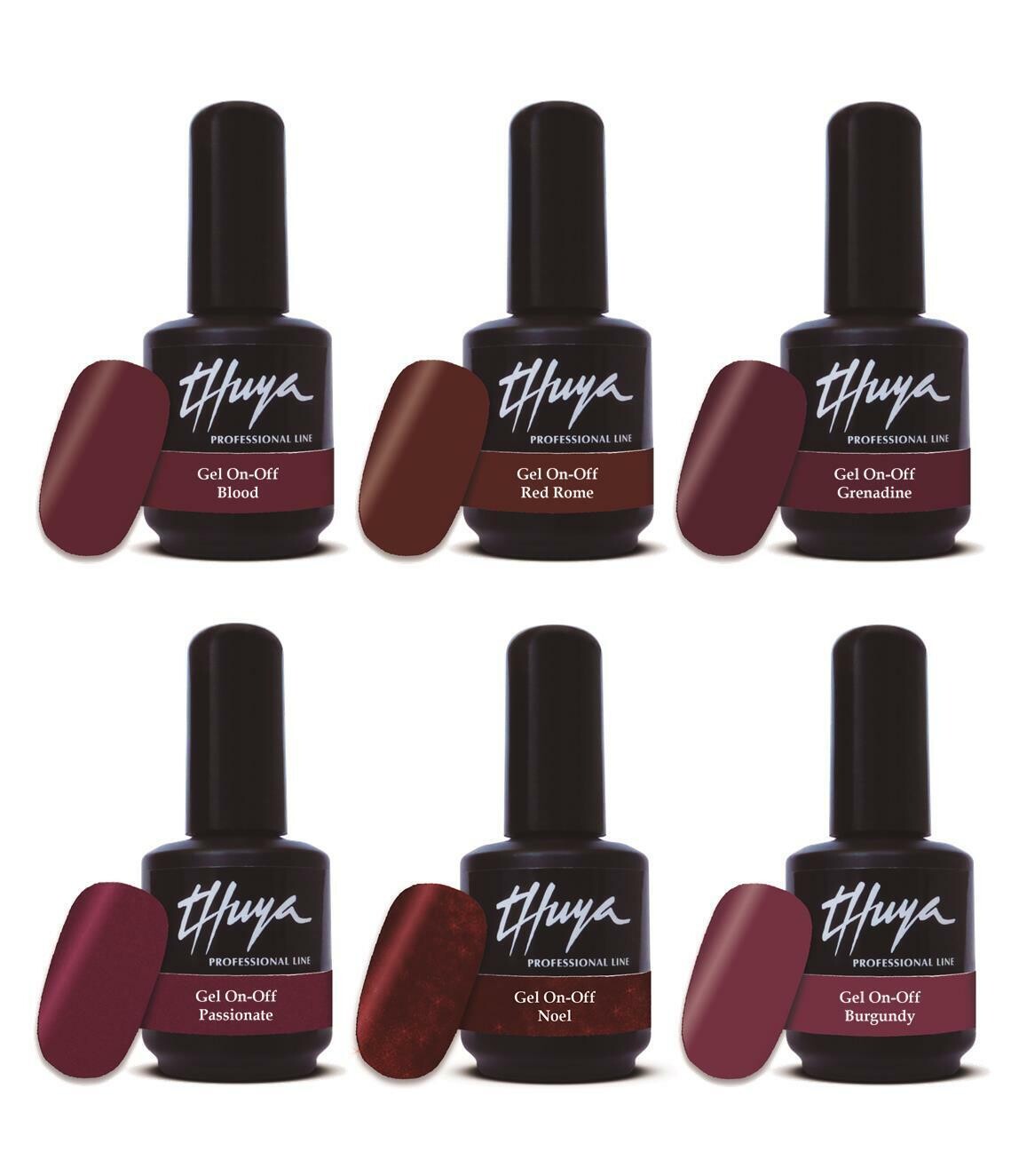 Gel On Off  Thuya Collezione - 007 Shades of Red (dark), Colore: Cofanetto (6pz)