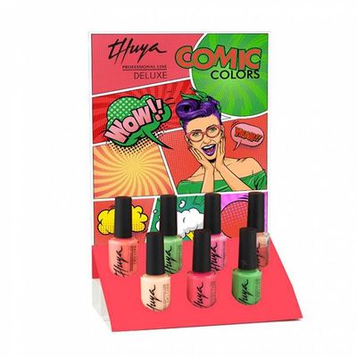 Smalto Deluxe Thuya - espositore (6+1pz) - collezione Comic colors  + Base/top
