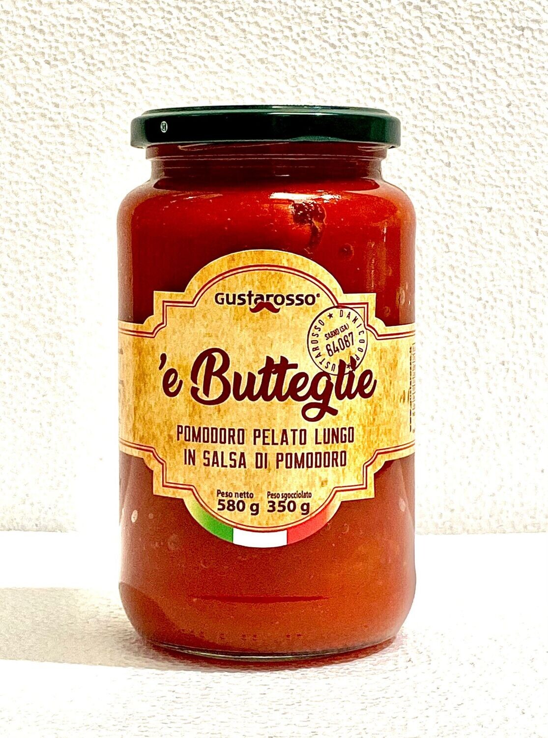 'E BUTTEGLIE - Conserva di pomodoro pelato lungo in salsa di pomodoro - conf. 6 vasi da 580 g - SPEDIZIONE INCLUSA