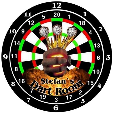 Dart Room Wanduhr mit Name bzw. Text Dart Room Wanduhr mit Name bzw. Text