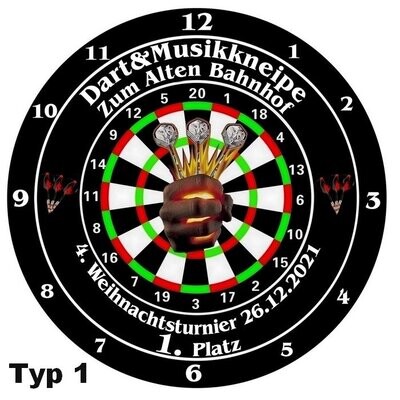 Dart - Uhr mit Namen als Pokal Dart - Uhr mit Namen als Pokal