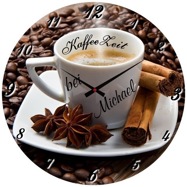 Wanduhr Kaffee Zeit mit Namen